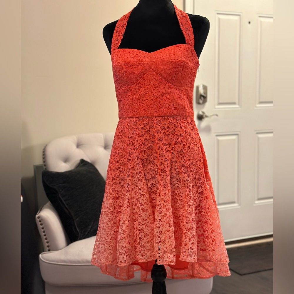 Ombré hi-low lace dress